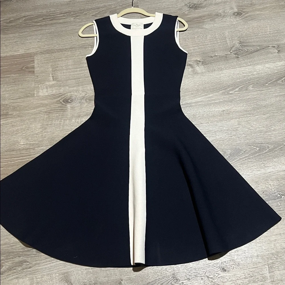 Kate Spade Knit Fit N’ Flare Navy Dress - Picture 2 of 10